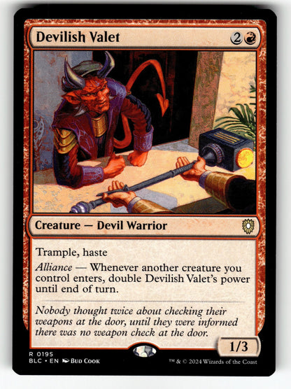 Devilish Valet – 195 BLC: Commander: Bloomburrow R NM