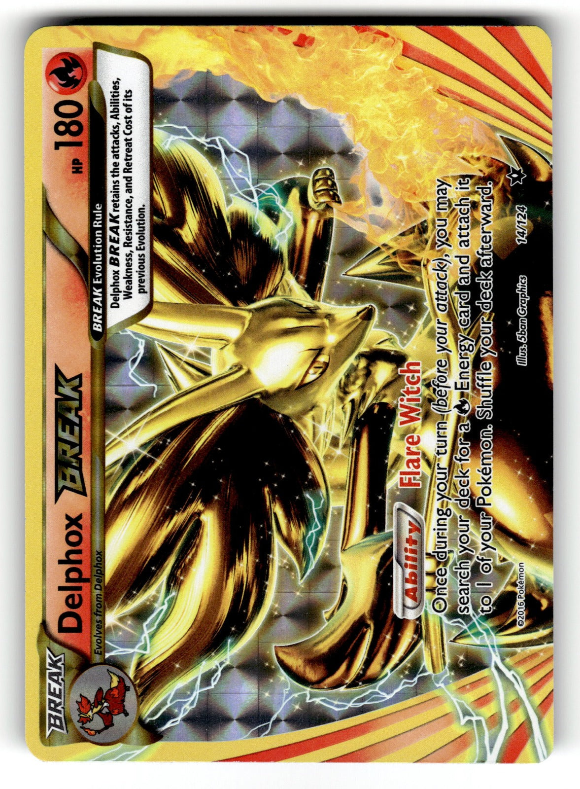 Delphox BREAK – 14/124 FCO: XY - Fates Collide Rare BREAK HoloNM