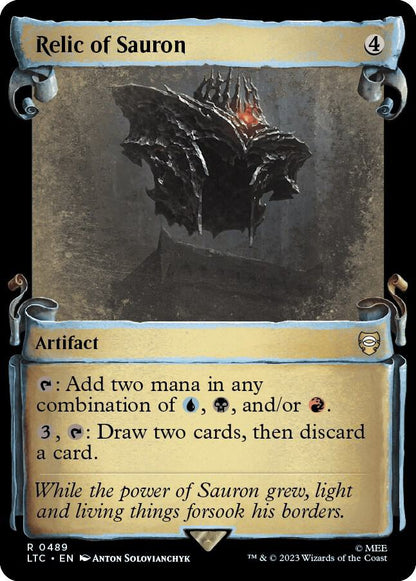 Relic of Sauron (Showcase Scrolls) – 489 LTC: Commander: The Lord of the Rings: Tales of Middle-earth R Foil LP
