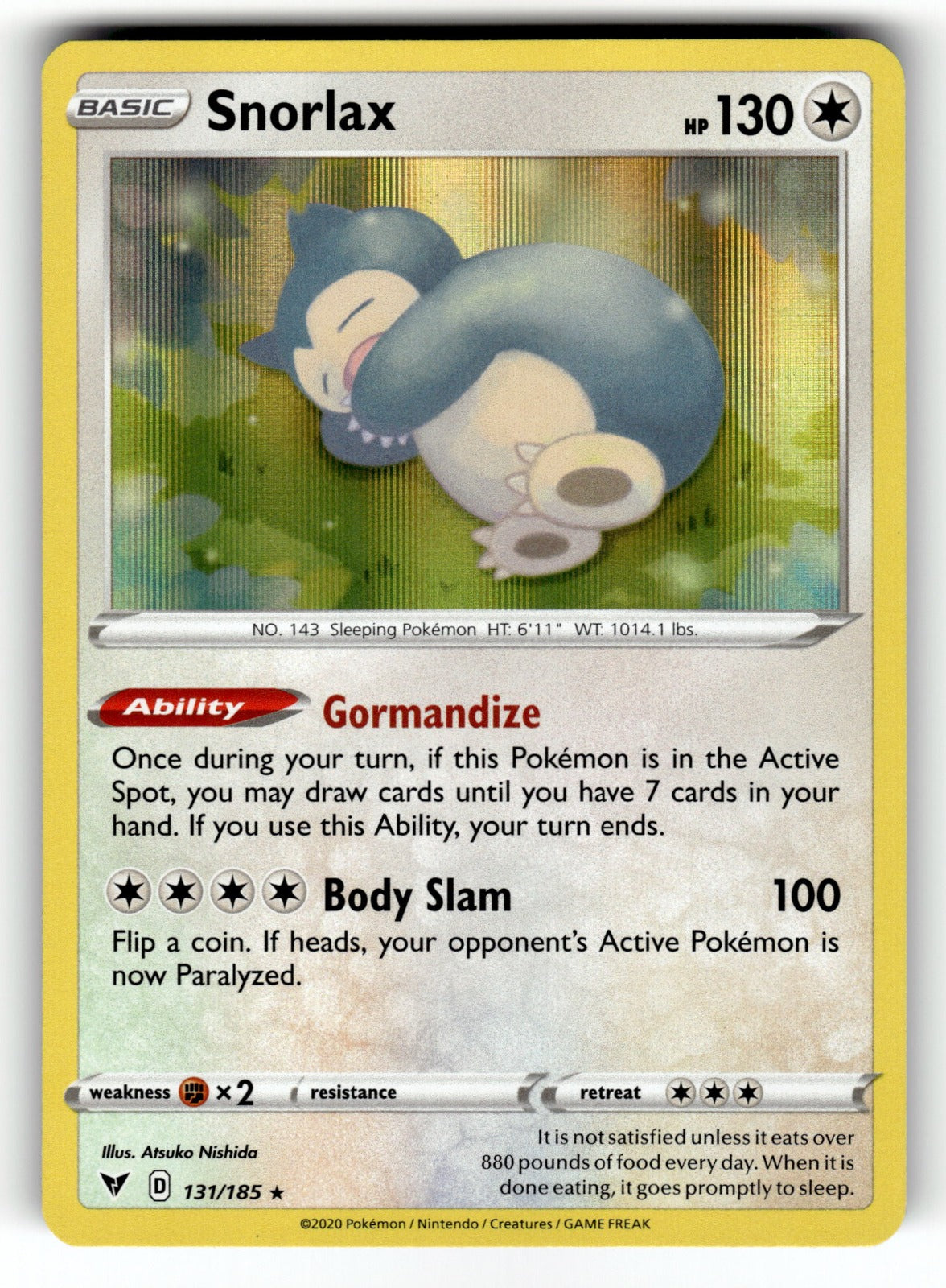 Snorlax - 131/185 SWSH04: SWSH04: Vivid Voltage Holo Rare Holo NM