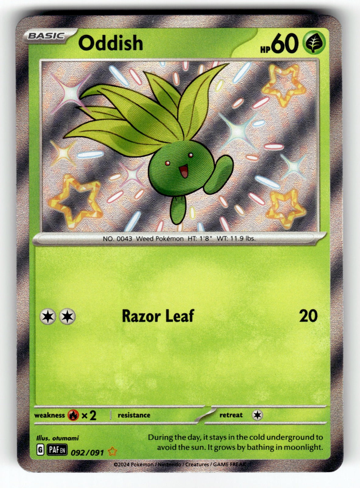 Oddish – 092/091 PAF: SV: Paldean Fates Shiny Rare Holo NM