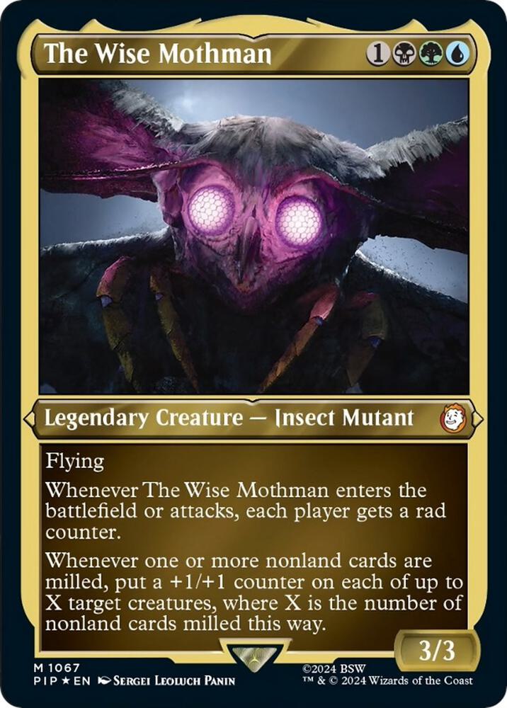 The Wise Mothman (Display Commander) - Thick Stock – 1067 PIP: Universes Beyond: Fallout M Foil NM