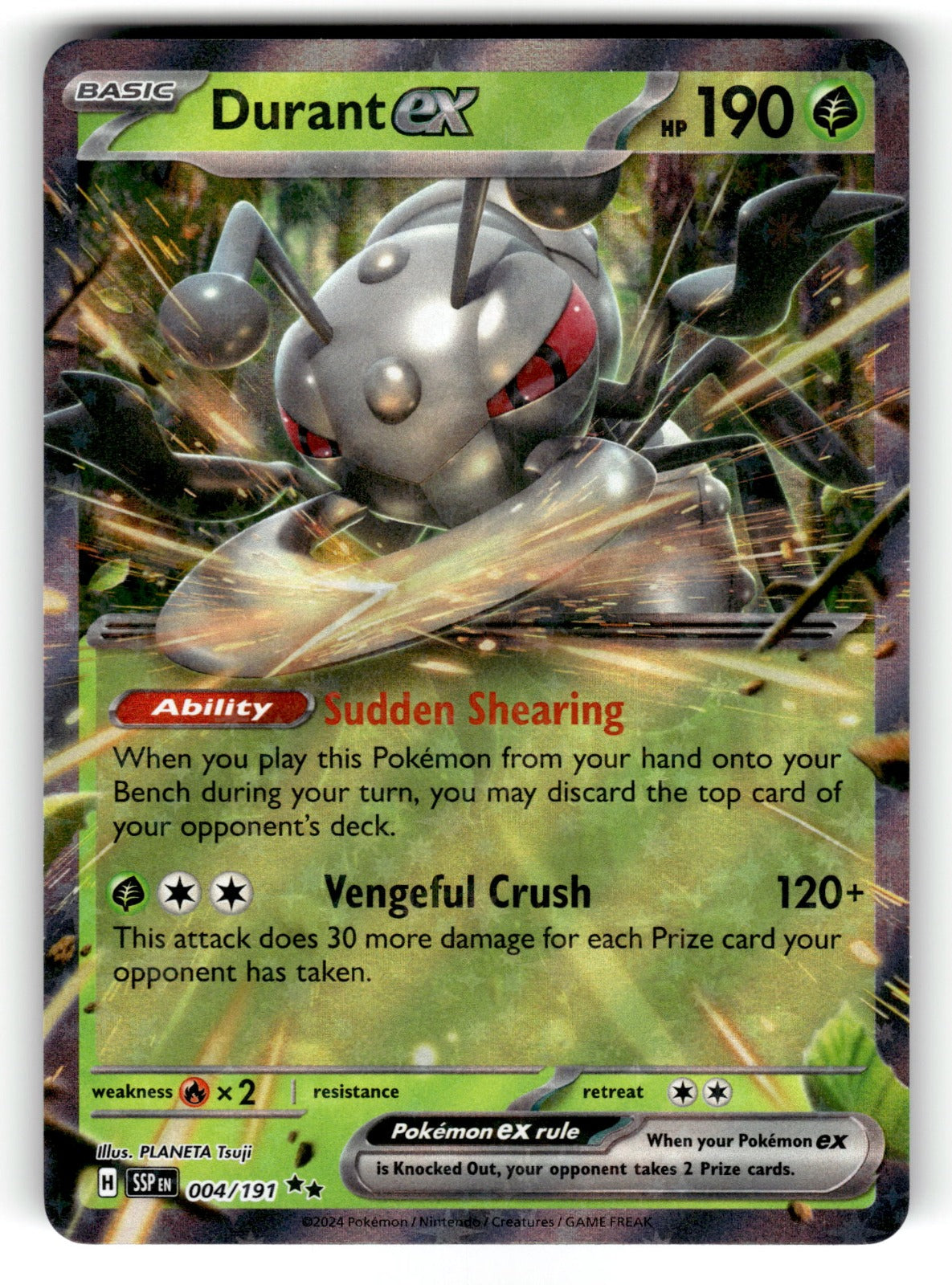 Durant ex – 004/191 SSP: SV08: Surging Sparks Double Rare Holo NM