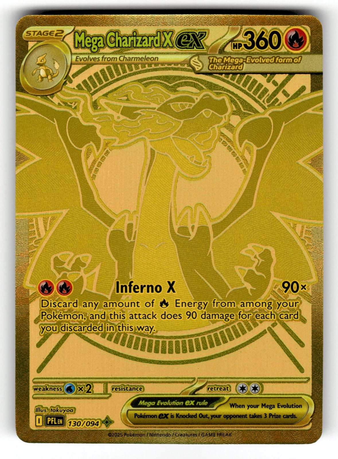 Mega Charizard X ex - – 130/094 PFL: ME02: Phantasmal Flames Mega Hyper Rare Holo NM