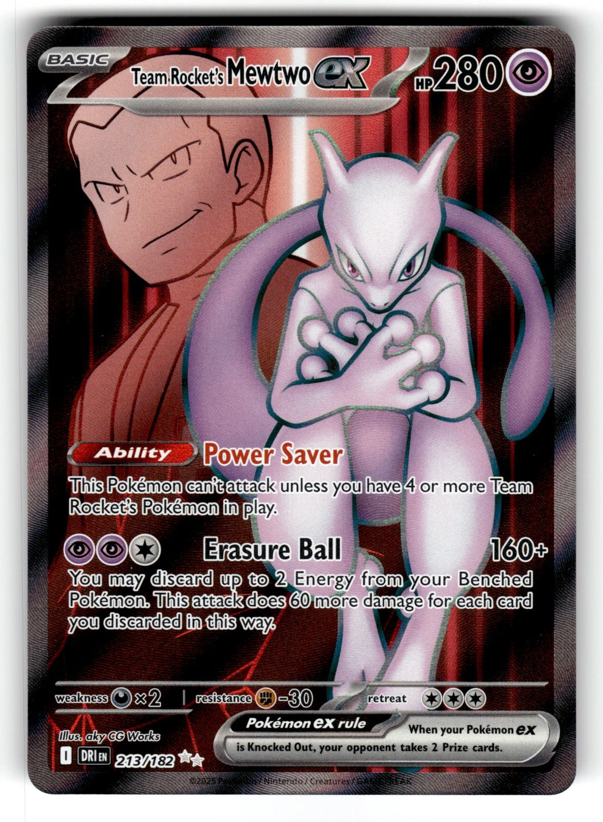 Team Rocket's Mewtwo ex - – 213/182 DRI: SV10: Destined Rivals Ultra Rare Holo NM
