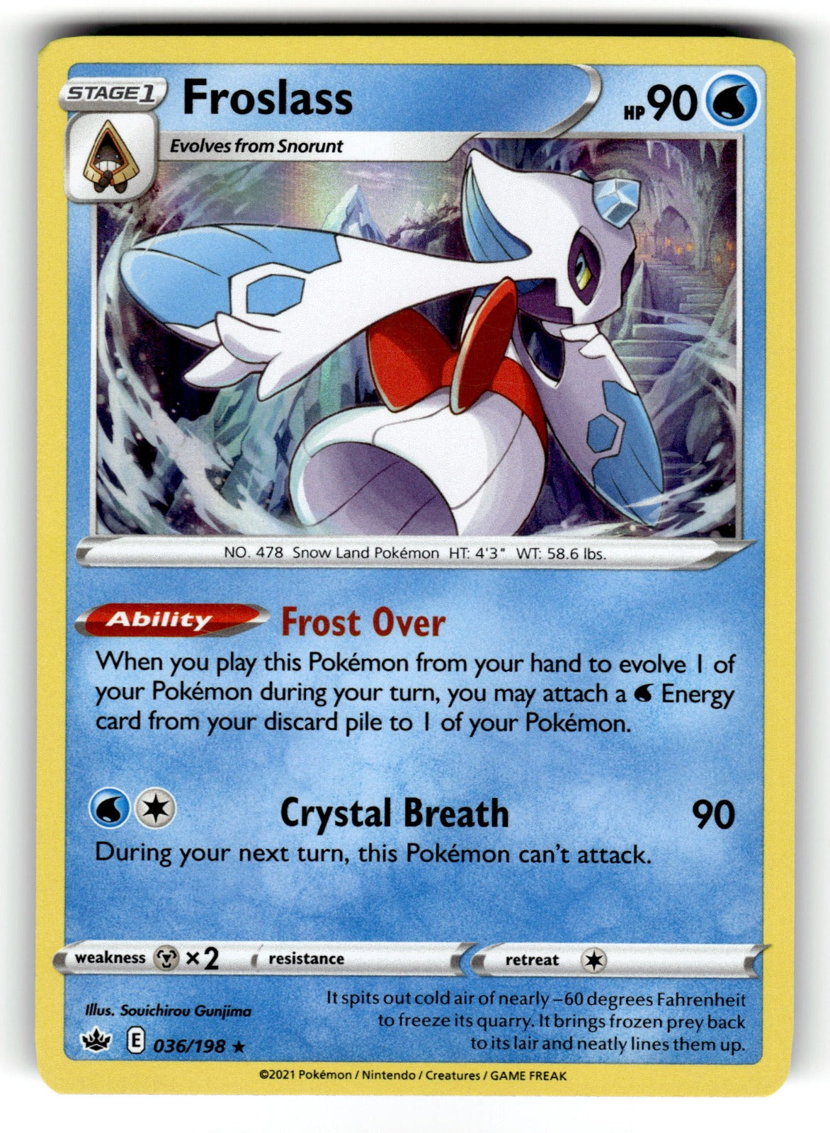Froslass – 036/198 SWSH06: SWSH06: Chilling Reign Holo Rare NM