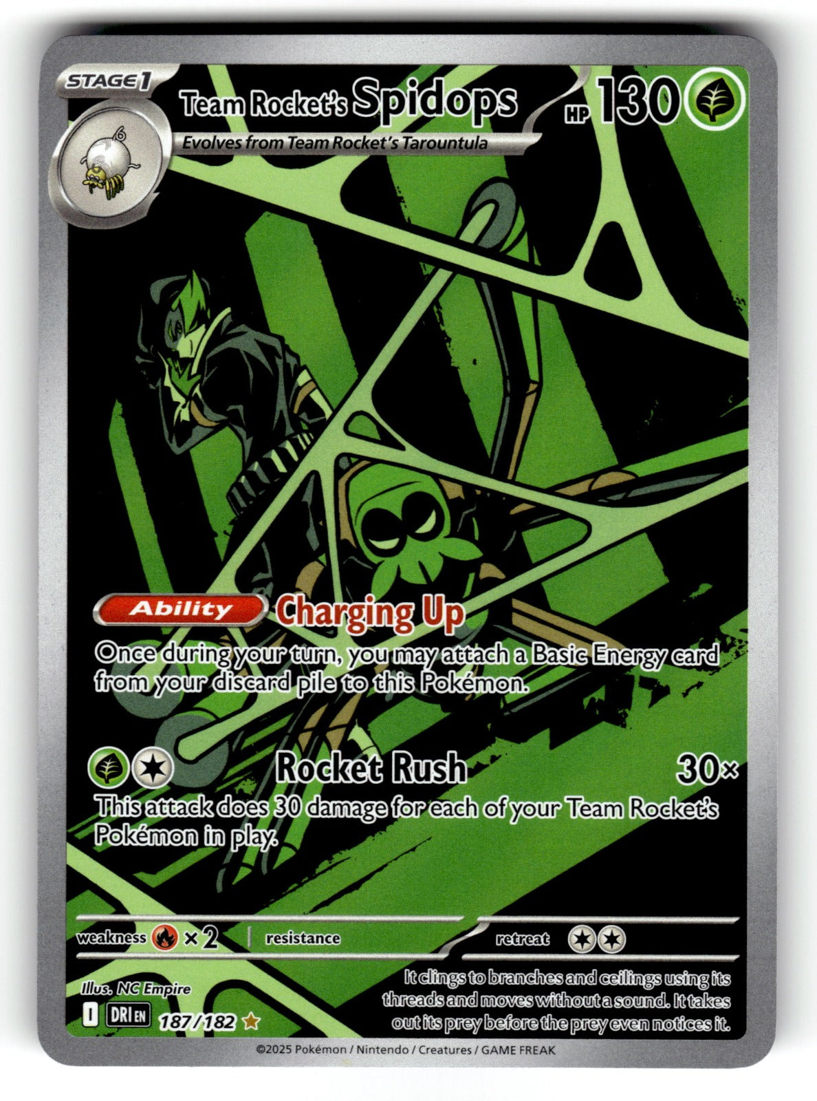 Team Rocket's Spidops – 187/182 DRI: SV10: Destined Rivals Illustration Rare HoloNM