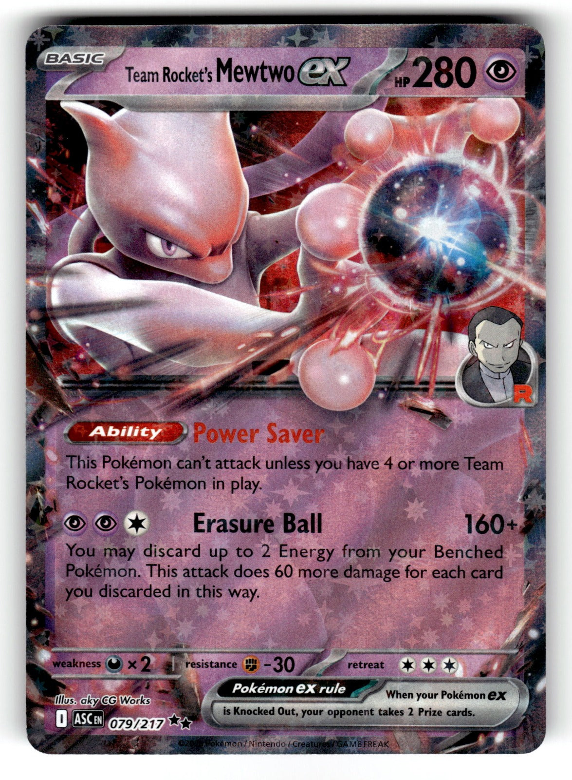 Team Rocket's Mewtwo ex – 079/217 ASC: ME: Ascended Heroes Double Rare Holo NM