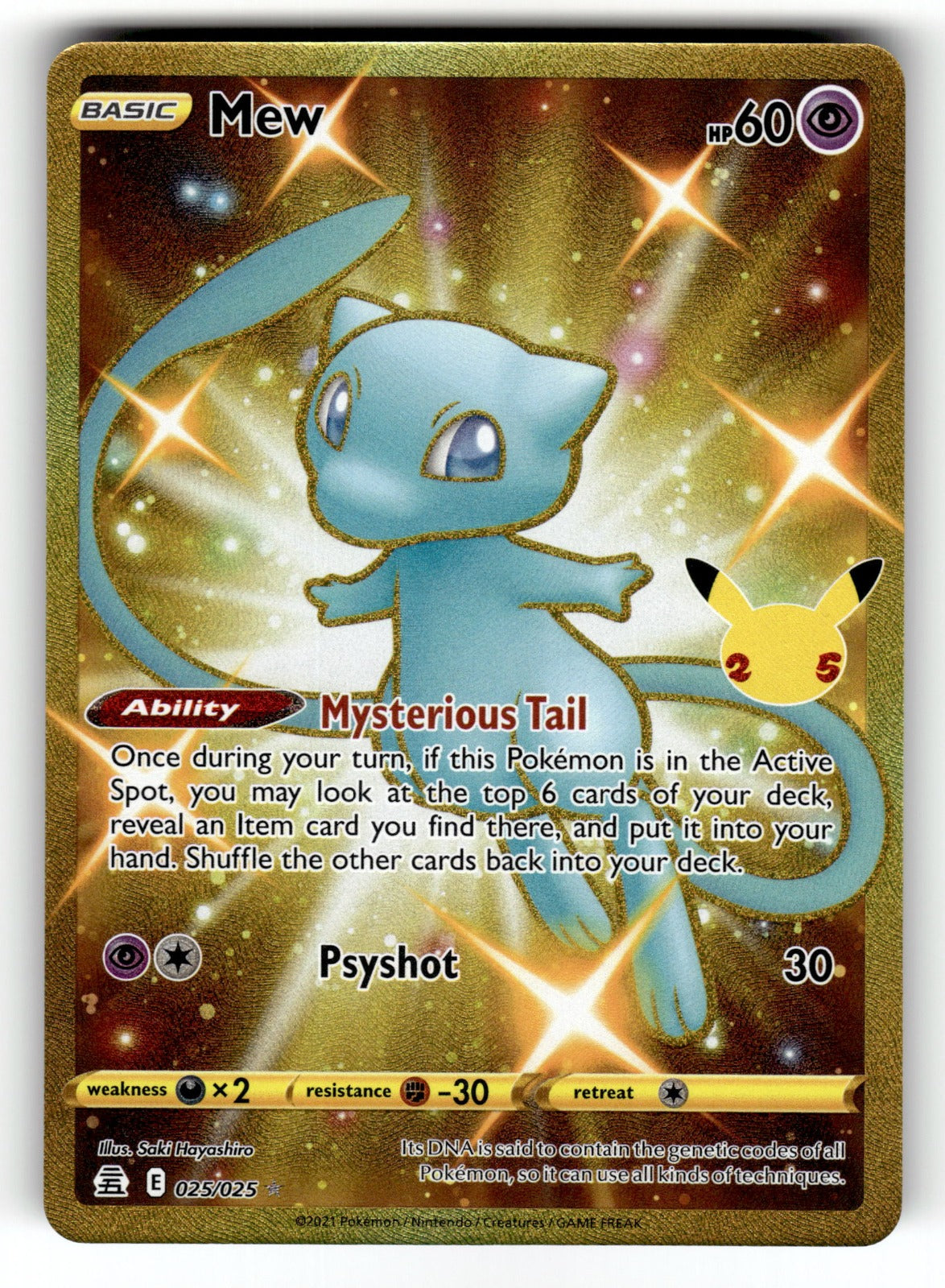 Mew (Secret) – 025/025 CLB: Celebrations Secret Rare Holo NM