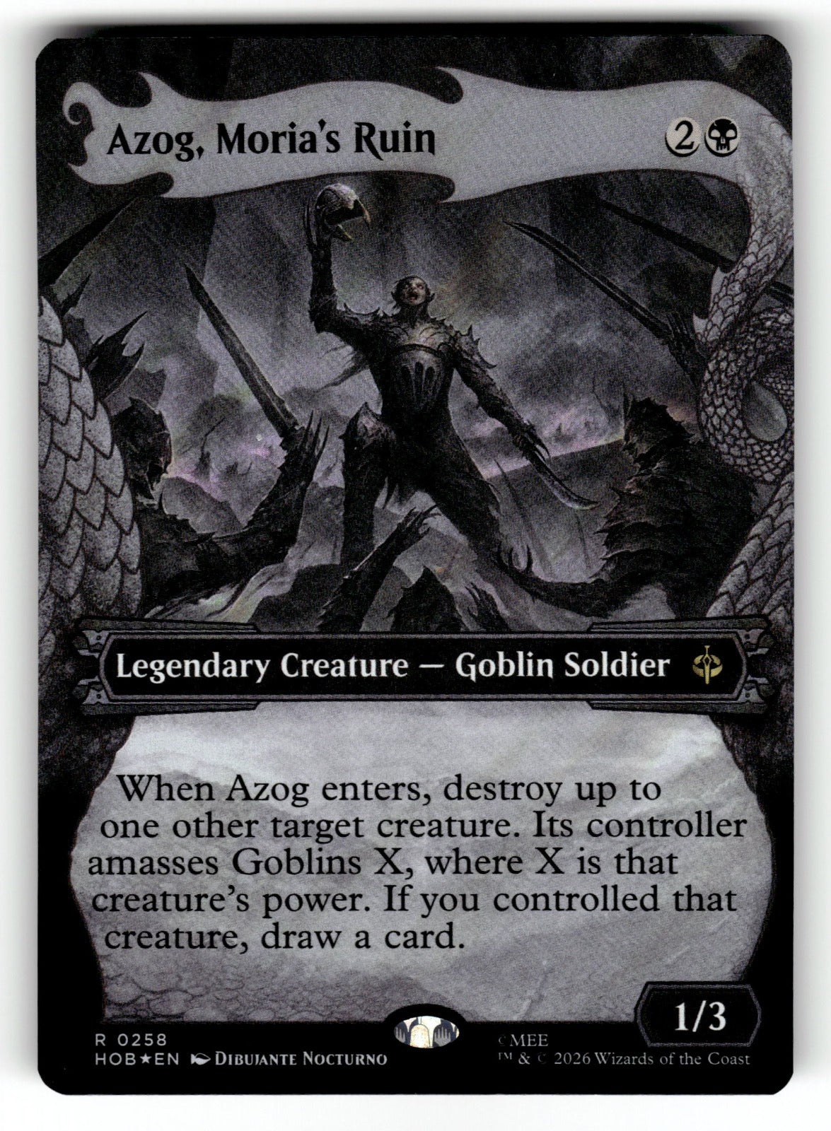 Azog, Moria's Ruin (Showcase) (Surge Foil) – 258 HOB: The Hobbit R Foil NM