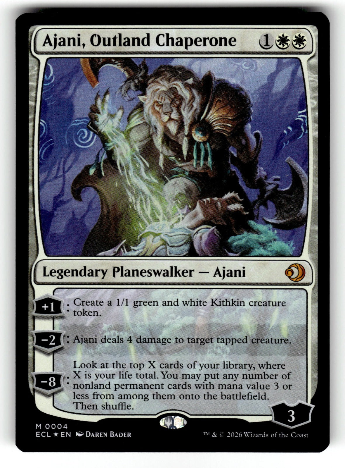 Ajani, Outland Chaperone – 4 ECL: Lorwyn Eclipsed M Foil NM