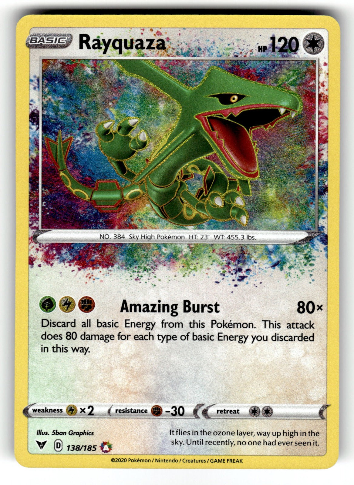 Rayquaza – 138/185 SWSH04: SWSH04: Vivid Voltage Amazing Rare HoloNM