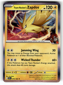 Team Rocket's Zapdos – 070/182 DRI: SV10: Destined Rivals Rare Holo NM