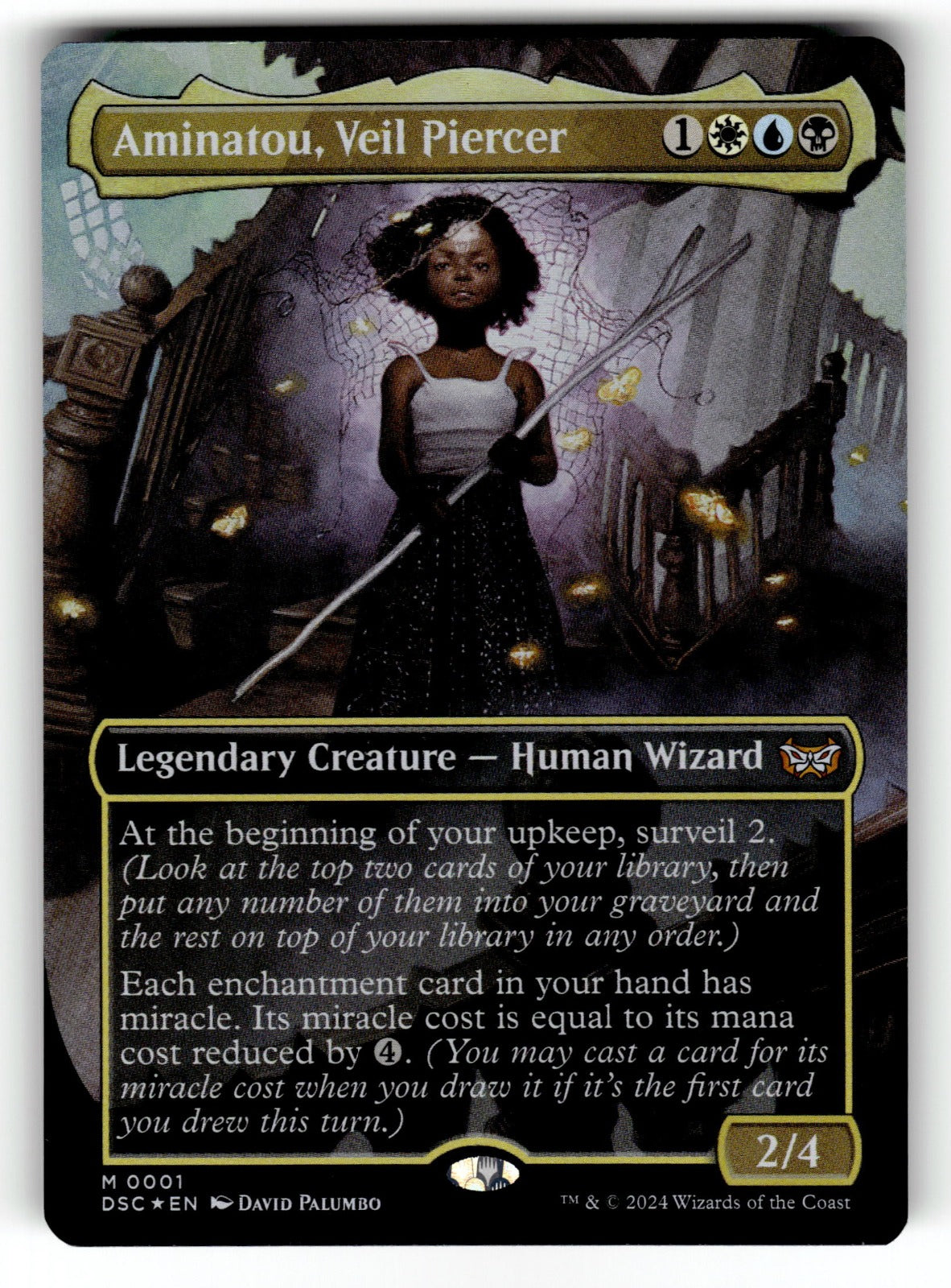 Aminatou, Veil Piercer (Borderless) – 1 DSC: Commander: Duskmourn: House of Horror M Foil NM