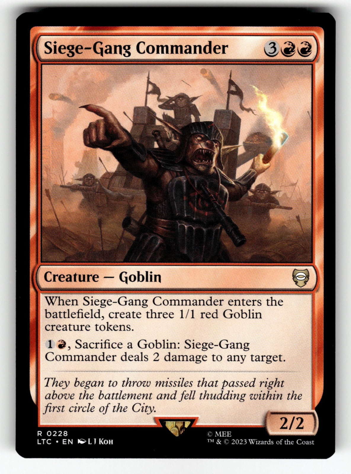 Siege-Gang Commander – 228 LTC: Commander: The Lord of the Rings: Tales of Middle-earth R NM