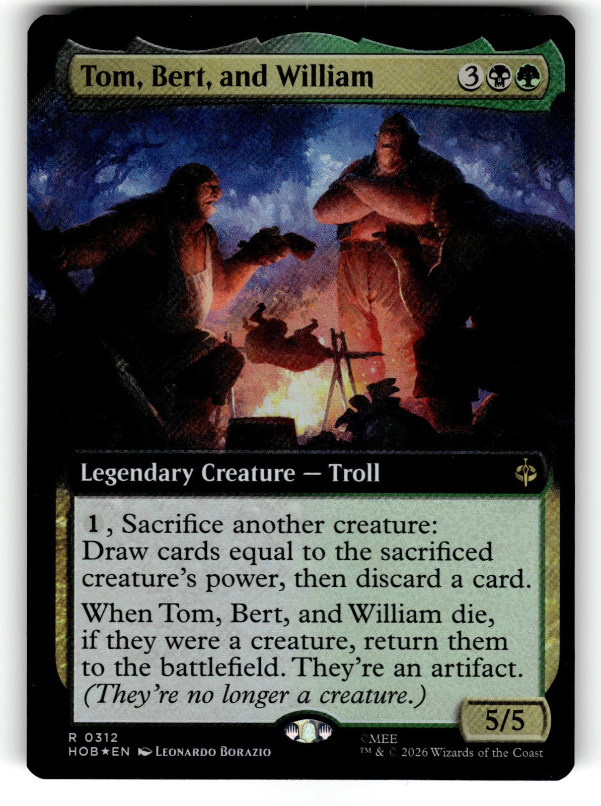 Tom, Bert, and William (Extended Art) – 312 HOB: The Hobbit R Foil NM