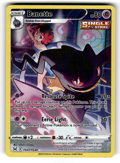 Banette – TG07/TG30 SWSH11: TG: SWSH11: Lost Origin Trainer Gallery Ultra Rare Holo NM