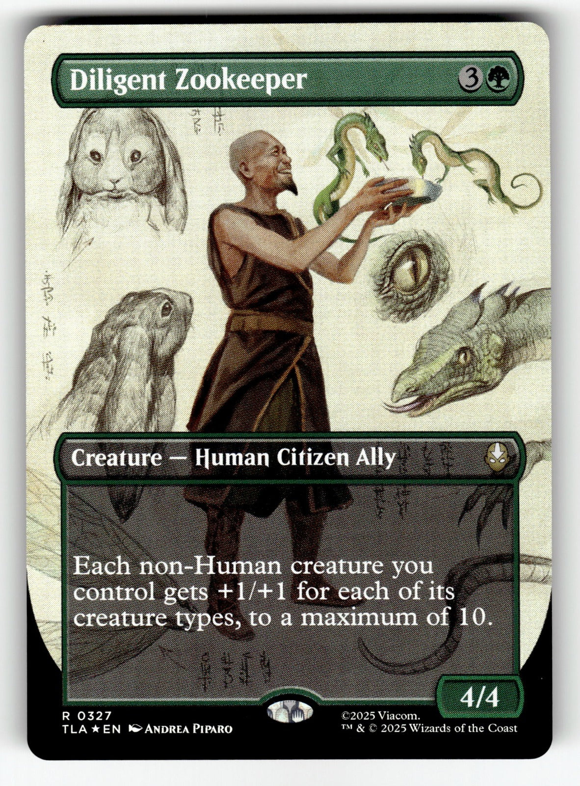 Diligent Zookeeper (Borderless) – 327 TLA: Avatar: The Last Airbender R Foil NM