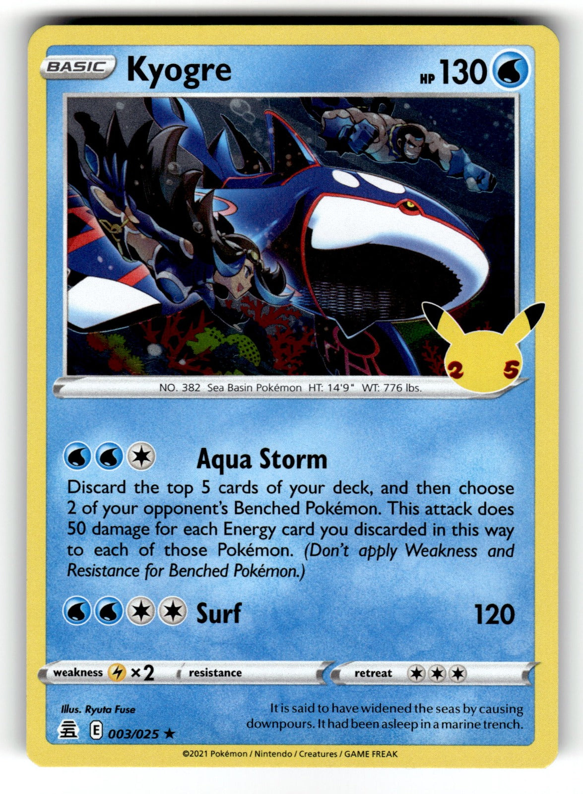 Kyogre – 003/025 CLB: Celebrations Holo Rare NM