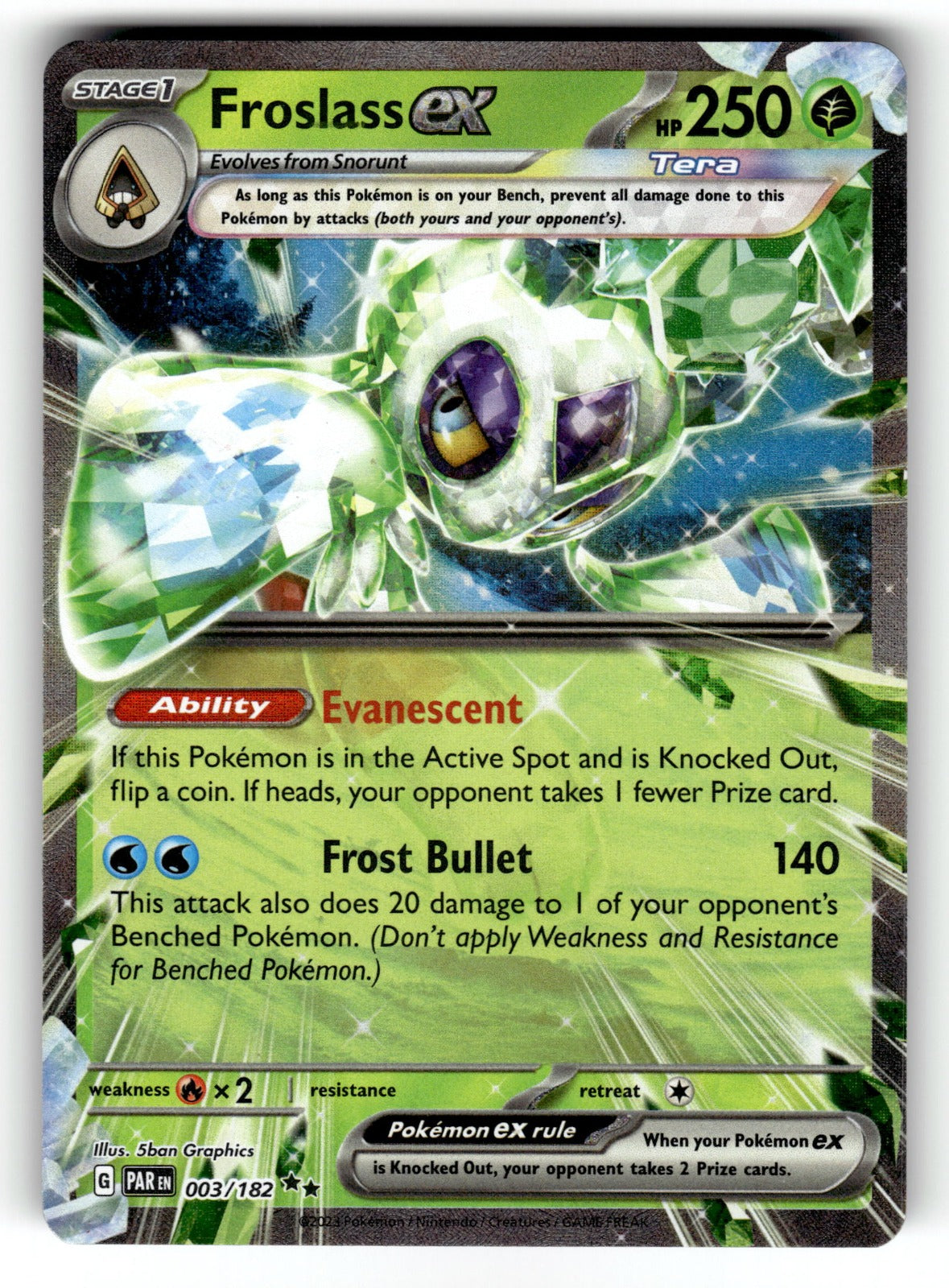 Froslass ex – 003/182 PAR: SV04: Paradox Rift Double Rare Holo NM