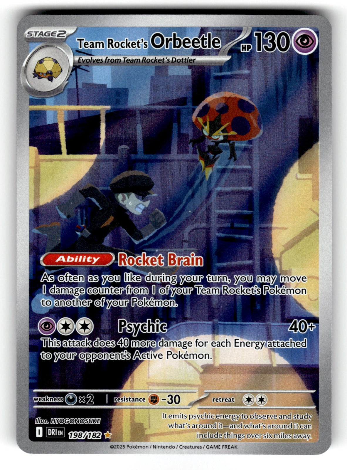 Team Rocket's Orbeetle – 198/182 DRI: SV10: Destined Rivals Illustration Rare HoloNM