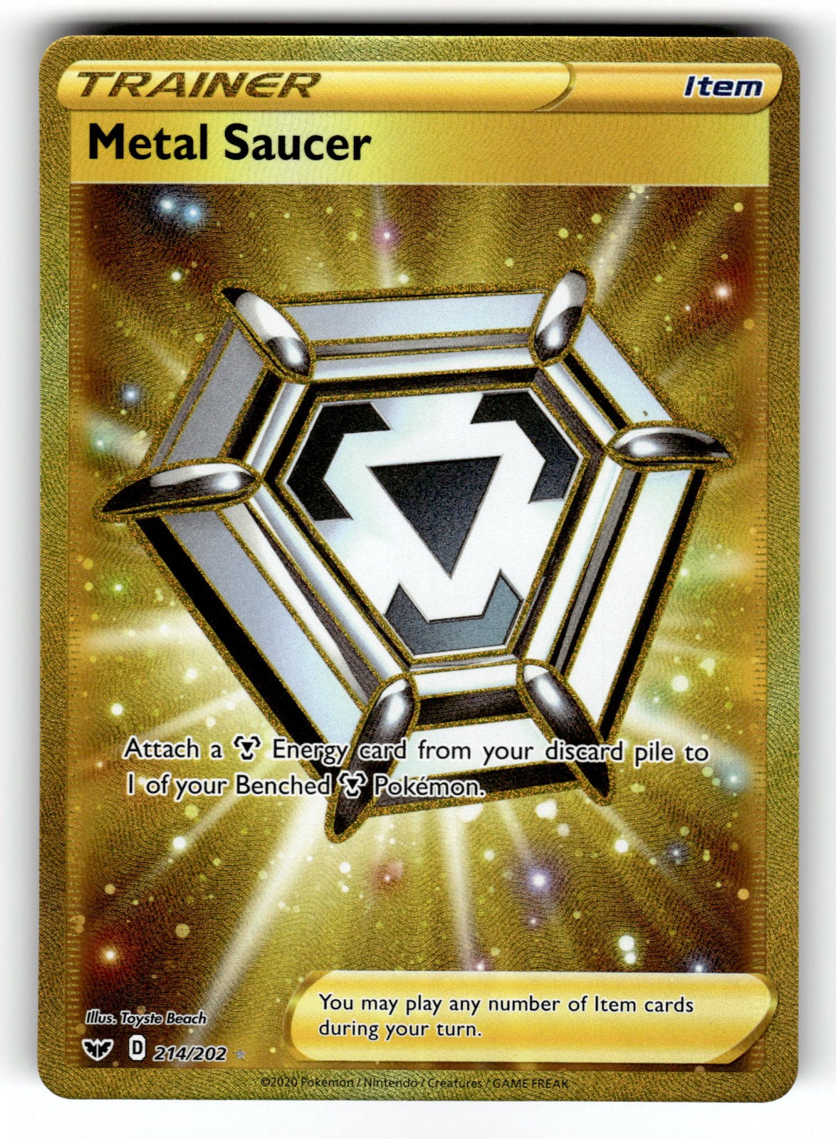 Metal Saucer (Secret) – 214/202 SWSH01: SWSH01: Sword & Shield Base Set Secret Rare HoloNM