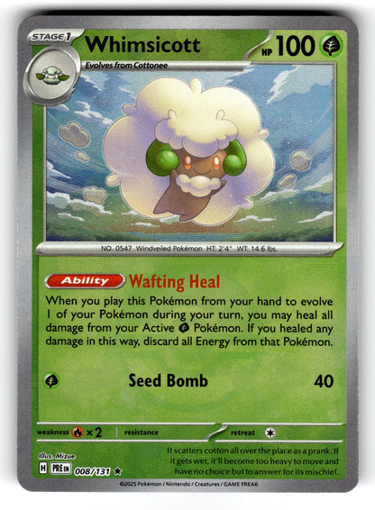 Whimsicott (Poke Ball Pattern) – 008/131 PRE: SV: Prismatic Evolutions Rare Holo NM