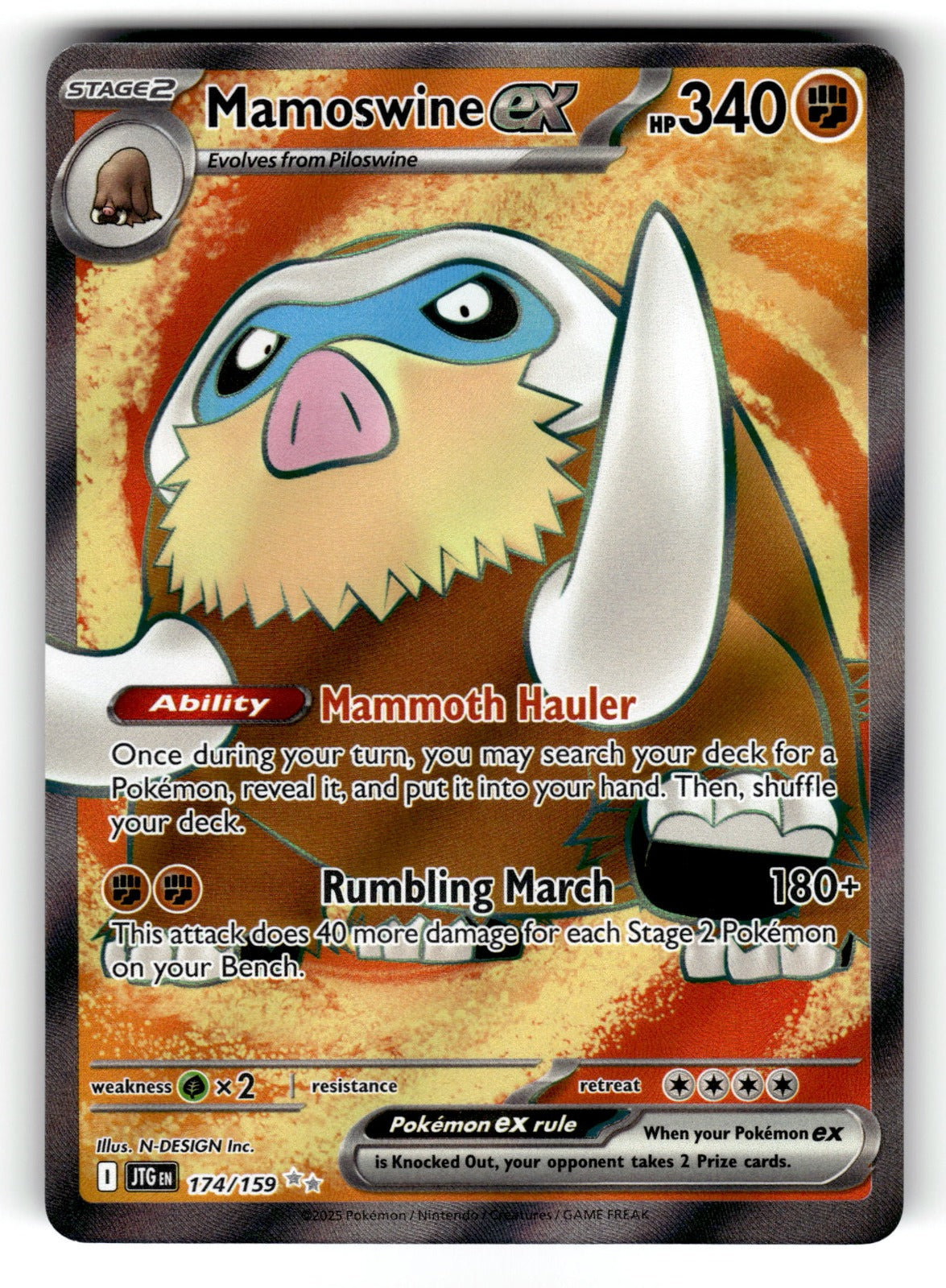 Mamoswine ex – 174/159 JTG: SV09: Journey Together Ultra Rare Holo NM