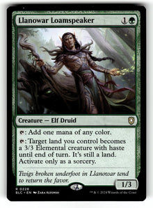 Llanowar Loamspeaker – 228 BLC: Commander: Bloomburrow R NM