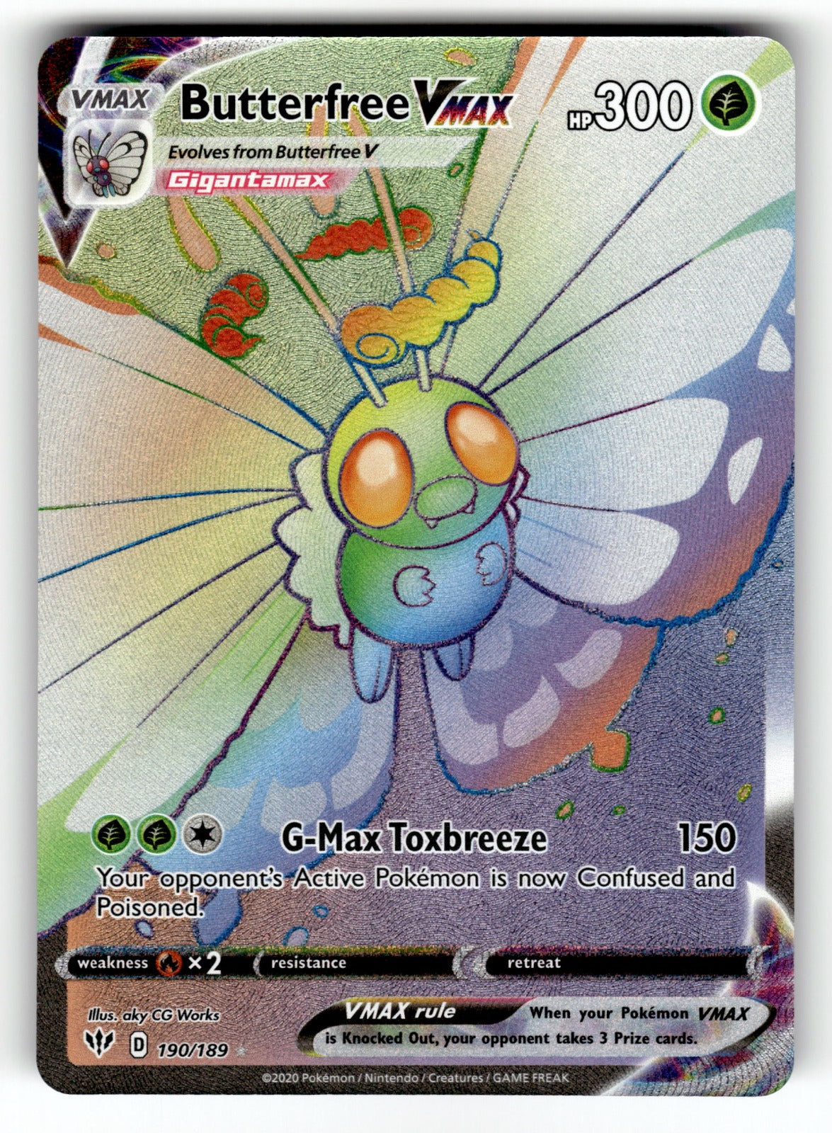 Butterfree VMAX (Secret) – 190/189 SWSH03: SWSH03: Darkness Ablaze Secret Rare Holo NM