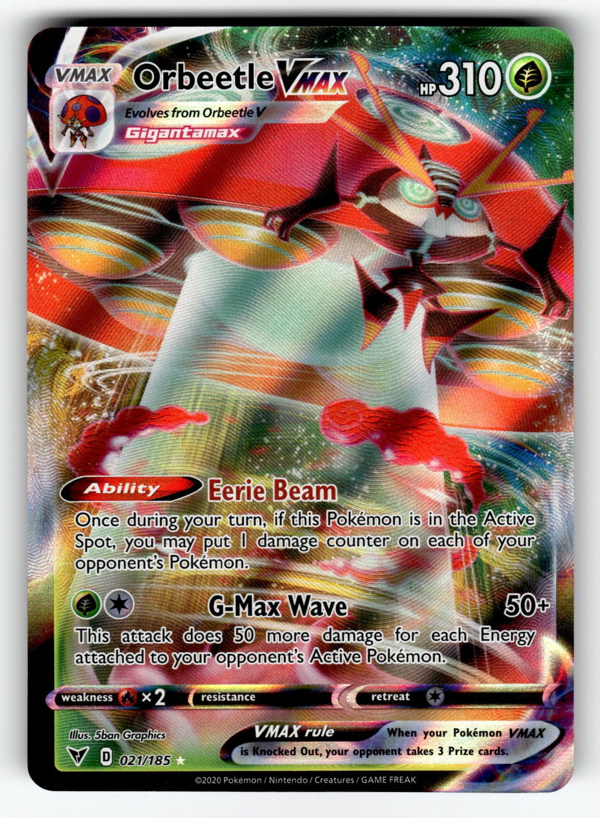Orbeetle VMAX - 021/185 SWSH04: SWSH04: Vivid Voltage Ultra Rare Holo NM
