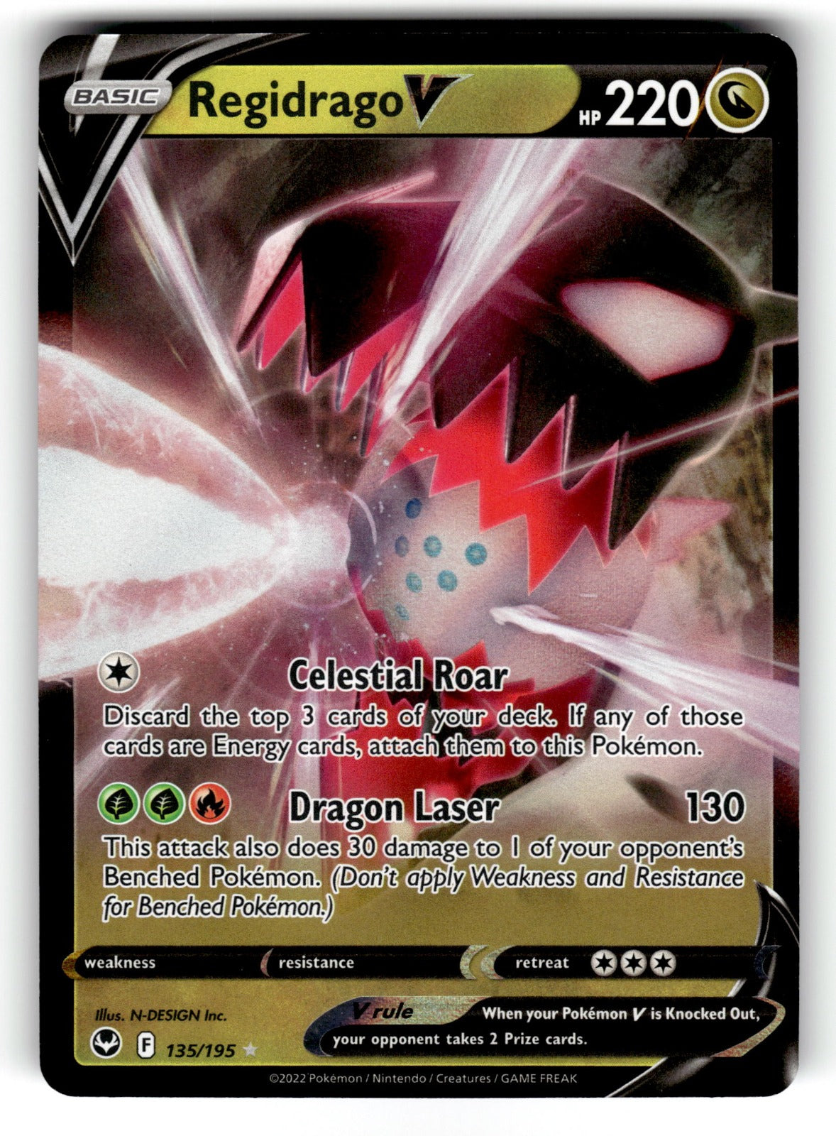 Regidrago V – 135/195 SWSH12: SWSH12: Silver Tempest Ultra Rare Holo NM