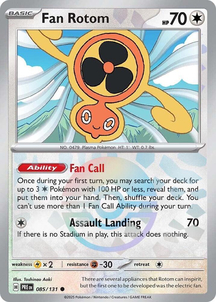 Fan Rotom (Poke Ball Pattern) – 085/131 PRE: SV: Prismatic Evolutions Common Holo NM
