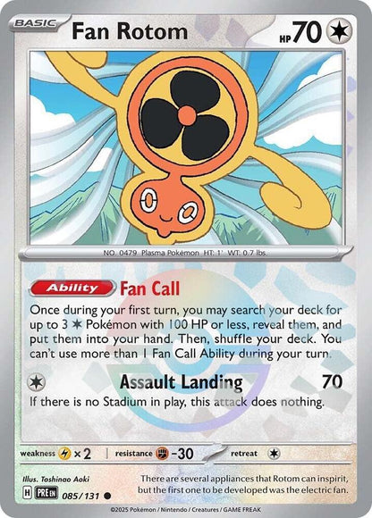 Fan Rotom (Poke Ball Pattern) – 085/131 PRE: SV: Prismatic Evolutions Common Holo NM