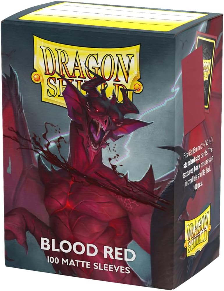 Dragon Shield | Standard Size Card Matte Sleeves | 100 CT - Smooth & Tough Premium TCG Sleeves | Compatible with Pokemon, Flesh & Blood, One Piece & Magic the Gathering | Blood Red