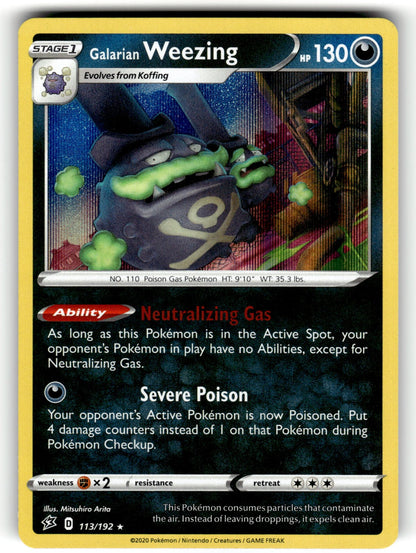 Galarian Weezing – 113/192 SWSH02: SWSH02: Rebel Clash Holo Rare NM