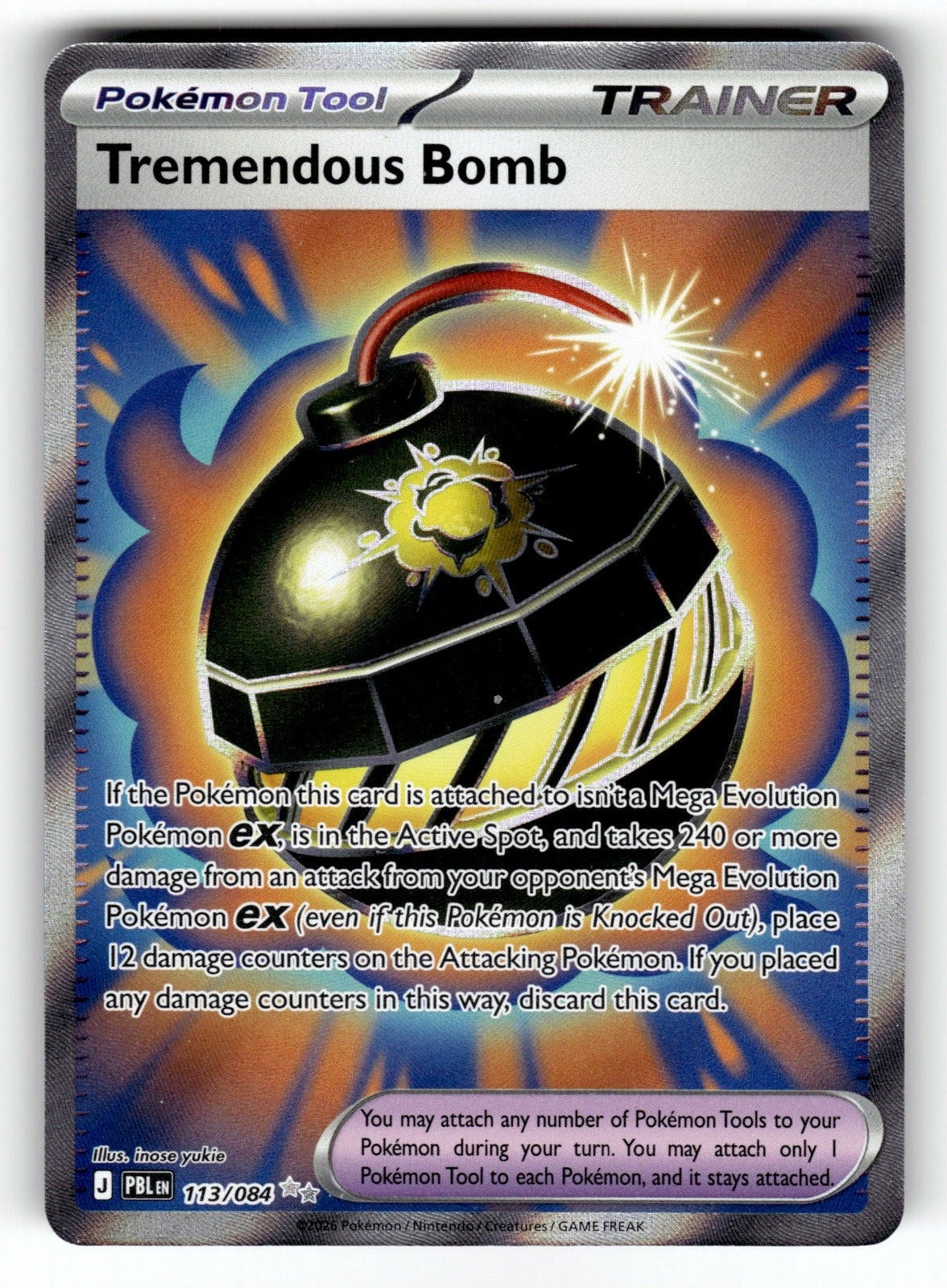 Tremendous Bomb – 113/084 PBL: ME05: Pitch Black Ultra Rare Holo NM