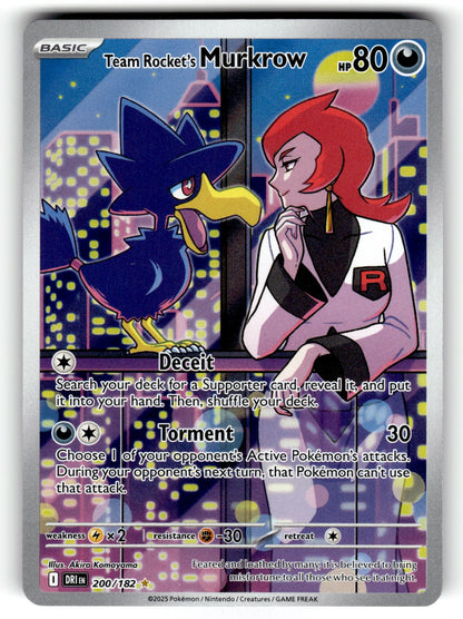 Team Rocket's Murkrow – 200/182 DRI: SV10: Destined Rivals Illustration Rare Holo NM