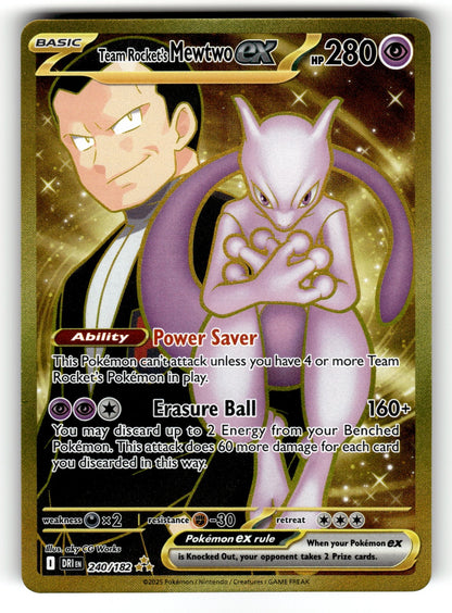 Team Rocket's Mewtwo ex – 240/182 DRI: SV10: Destined Rivals Hyper Rare HoloNM