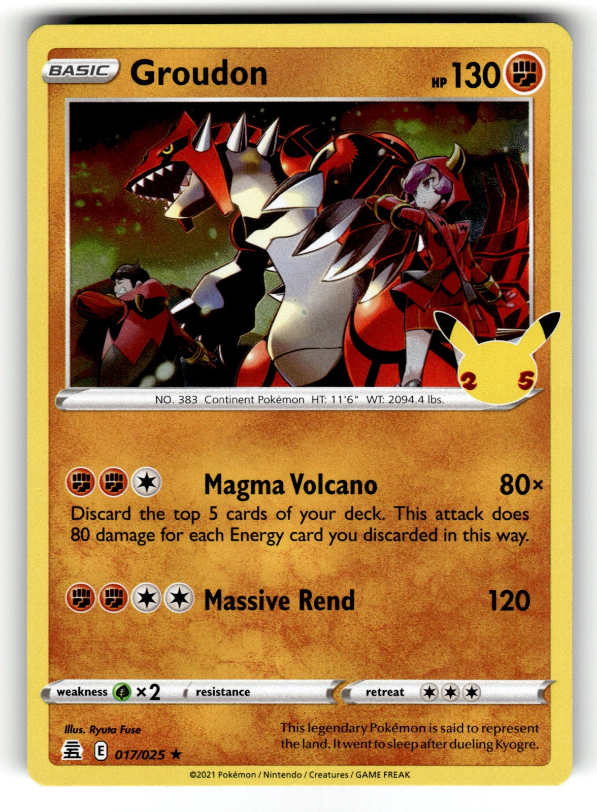 Groudon – 017/025 CLB: Celebrations Holo Rare NM