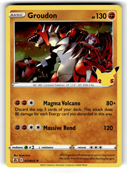 Groudon – 017/025 CLB: Celebrations Holo Rare NM