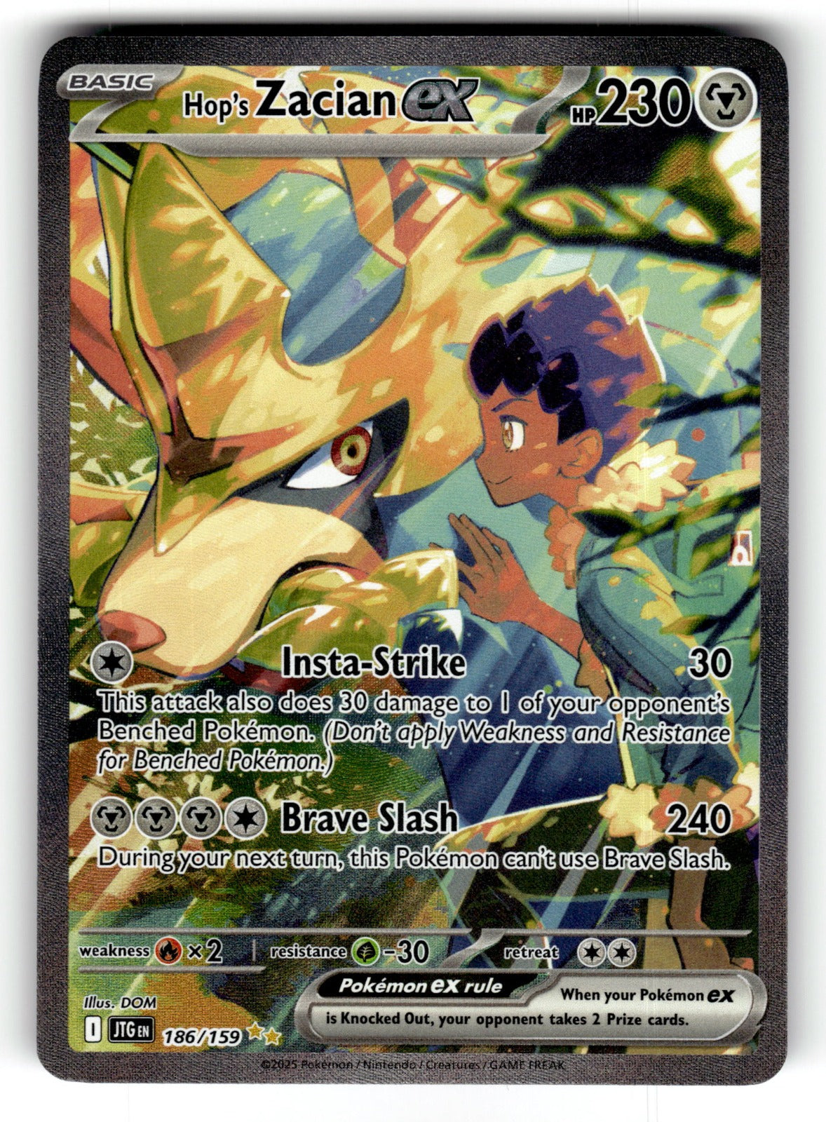 Hop's Zacian ex – 186/159 JTG: SV09: Journey Together Special Illustration Rare Holo NM