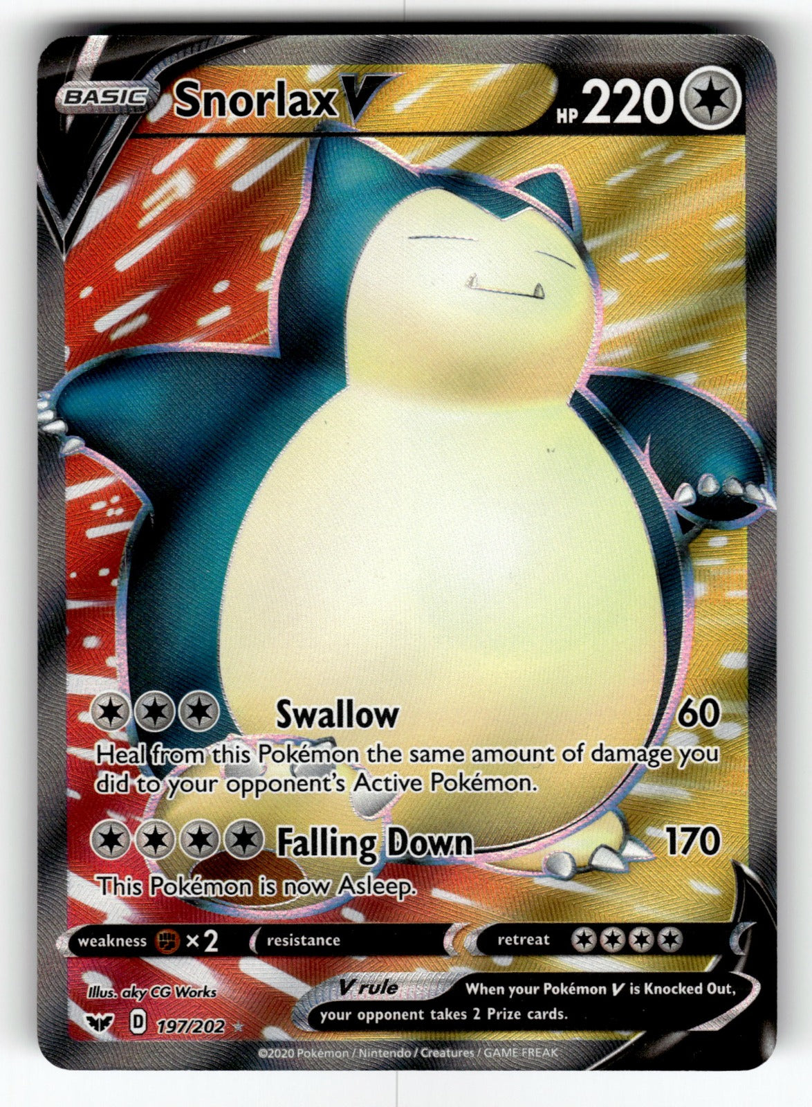 Snorlax V (Full Art) – 197/202 SWSH01: SWSH01: Sword & Shield Base Set Ultra Rare Holo NM