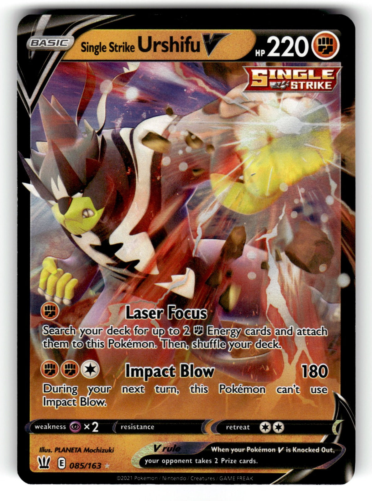 Single Strike Urshifu V – 085/163 SWSH05: SWSH05: Battle Styles Ultra Rare Holo NM