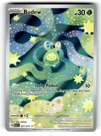 Budew – 221/217 ASC: ME: Ascended Heroes Illustration Rare Holo NM