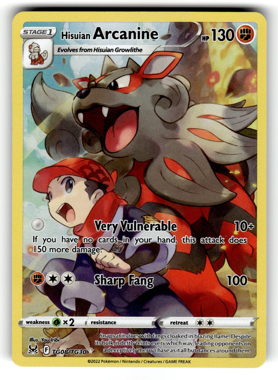 Hisuian Arcanine – TG08/TG30 SWSH11: TG: SWSH11: Lost Origin Trainer Gallery Ultra Rare Holo NM