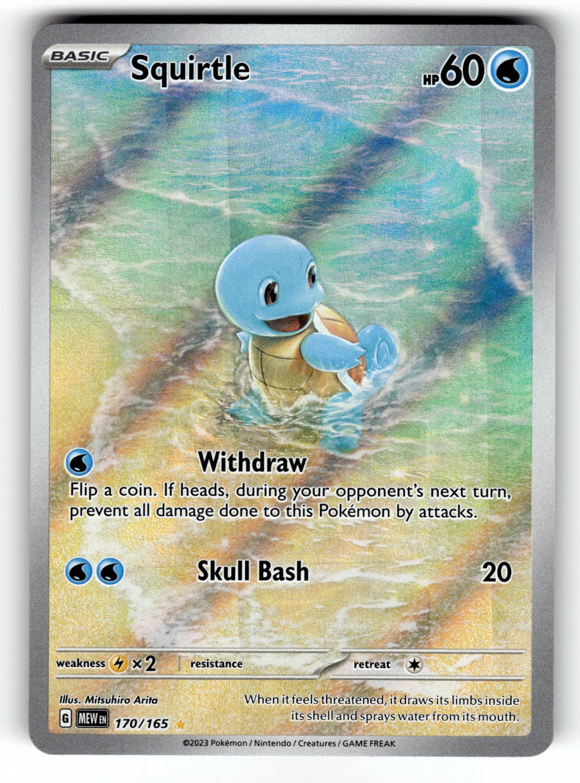 Squirtle – 170/165 MEW: SV: Scarlet & Violet 151 Illustration Rare Holo NM