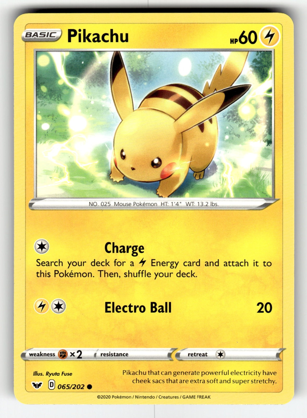 Pikachu – 065/202 SWSH01: SWSH01: Sword & Shield Base Set Common NM