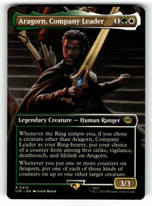 Aragorn, Company Leader (Borderless) – 410 LTR: Universes Beyond: The Lord of the Rings: Tales of Middle-earth R NM