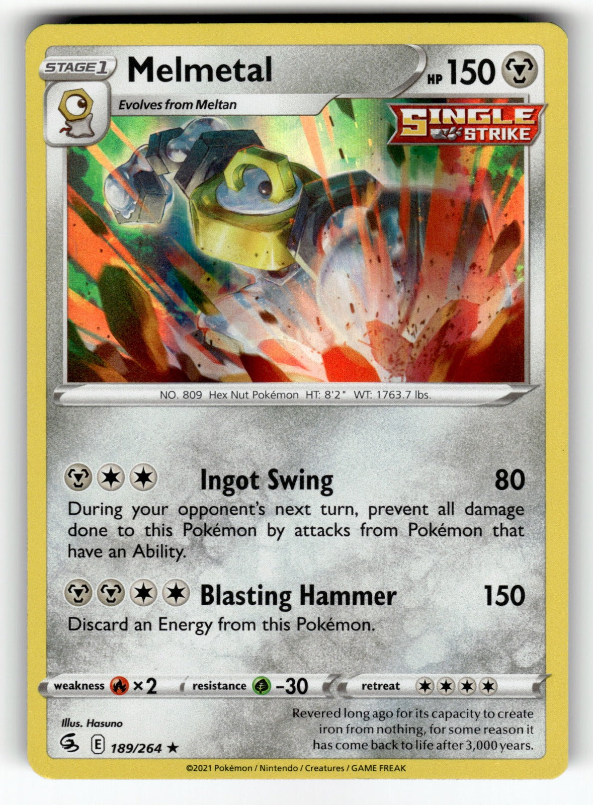 Melmetal – 189/264 SWSH08: SWSH08: Fusion Strike Holo Rare NM